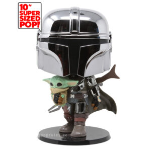 #380 POP! Star Wars The Mandalorian - Mandalorian with The Child 10 Inch Chrome